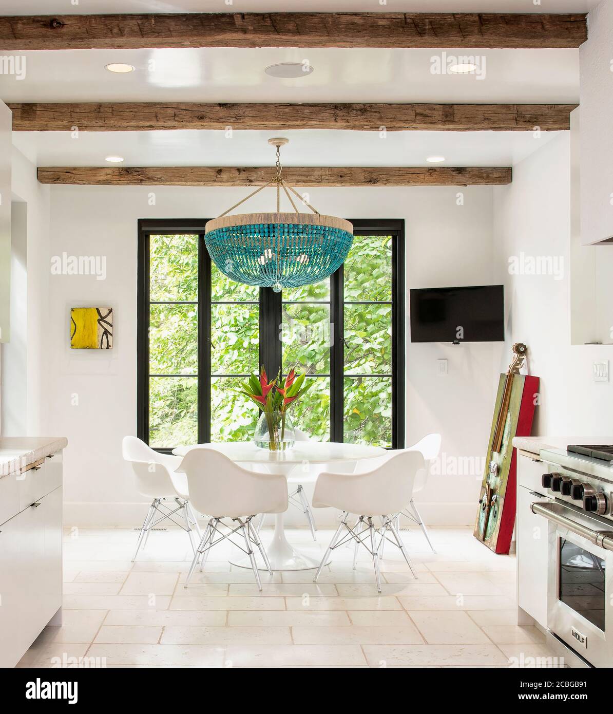 Cucina bianca contemporanea in generale Foto Stock