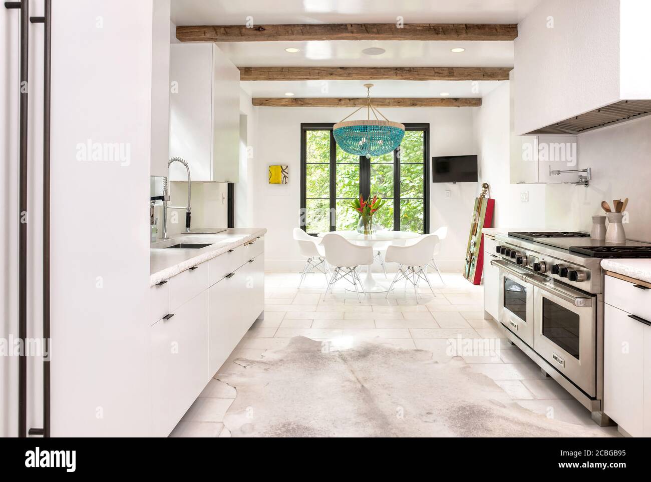 Cucina bianca contemporanea in generale Foto Stock