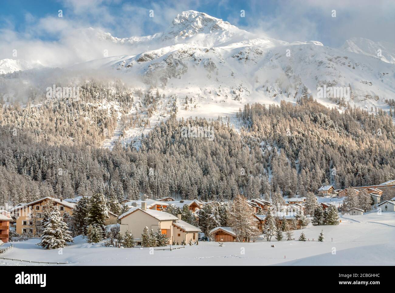 In inverno il paesaggio di montagna a mt.Surlej in Engadina, Svizzera Foto Stock