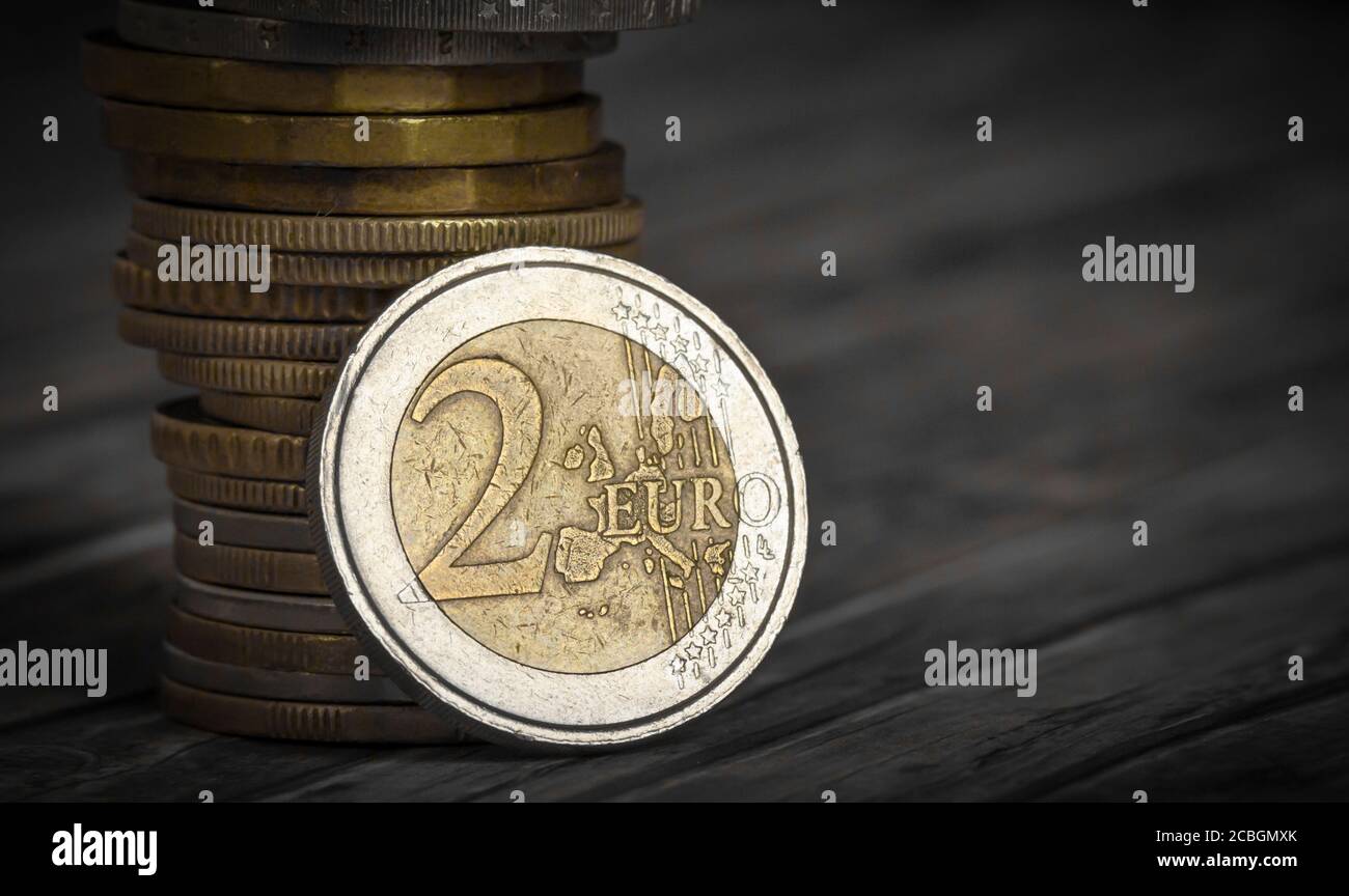 2 euro moneta macro Foto Stock