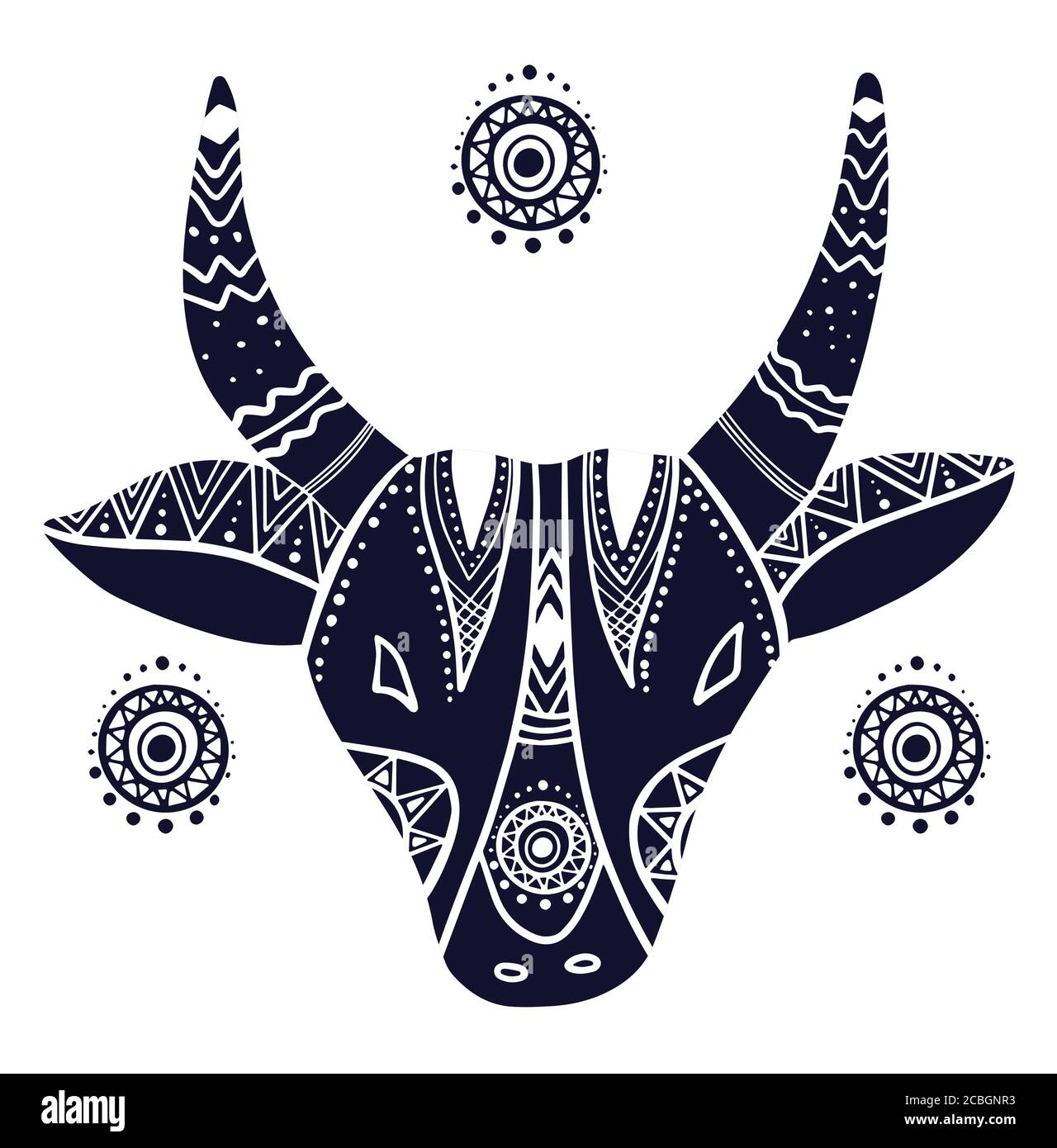 Zodiaco cinese. Segno astrologico animale cinese. Mucca. Simbolo di 2021 Illustrazione Vettoriale