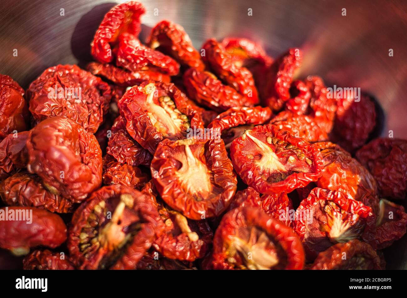 Pomodori secchi fatti in casa Foto Stock