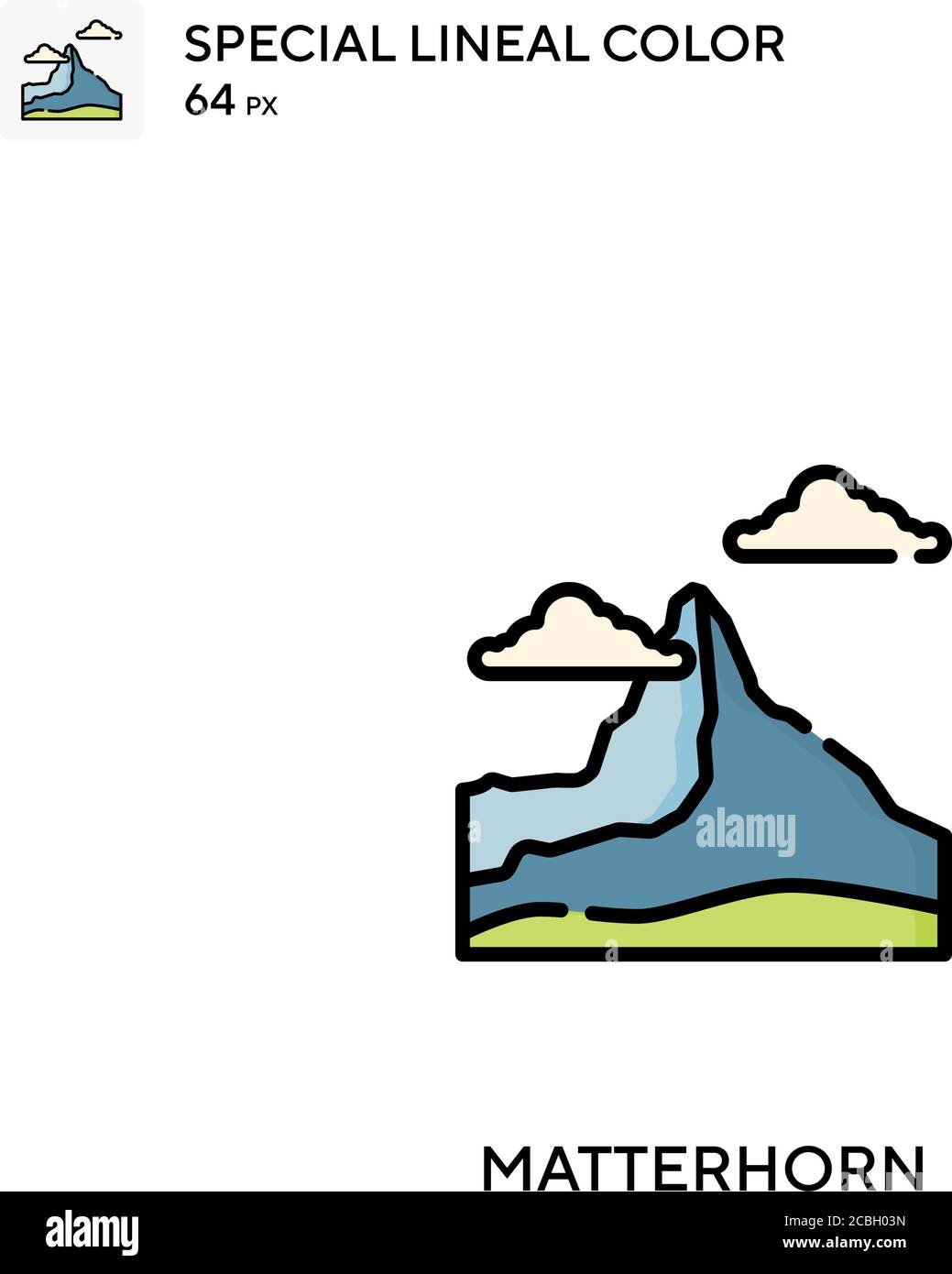 Icona vettore di colore lineare speciale Matterhorn. Icone Matterhorn per il vostro progetto aziendale Illustrazione Vettoriale