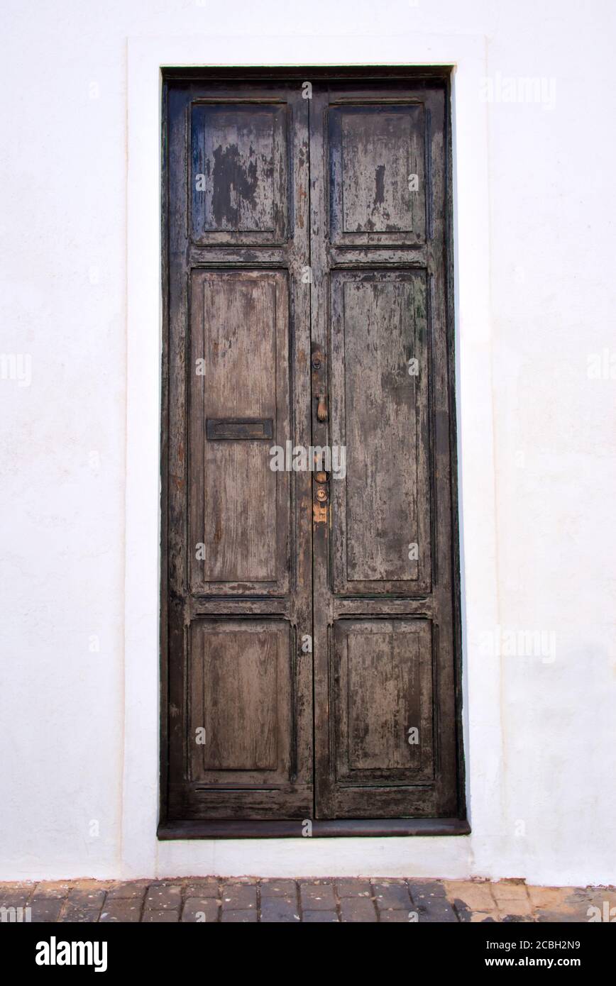 Porta della vecchia casa delle Canarie sull'isola di Lanzarote, Spagna Foto Stock