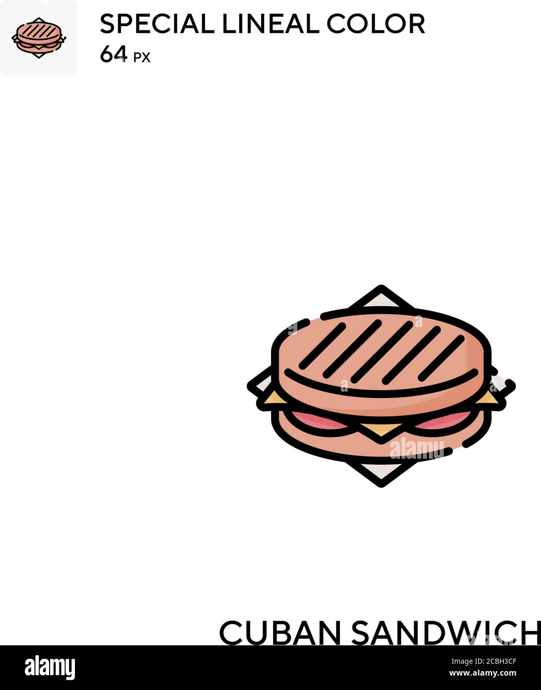 Icona vettoriale a colori lineari speciale del sandwich cubano. Icone cubane a sandwich per il vostro progetto commerciale Illustrazione Vettoriale
