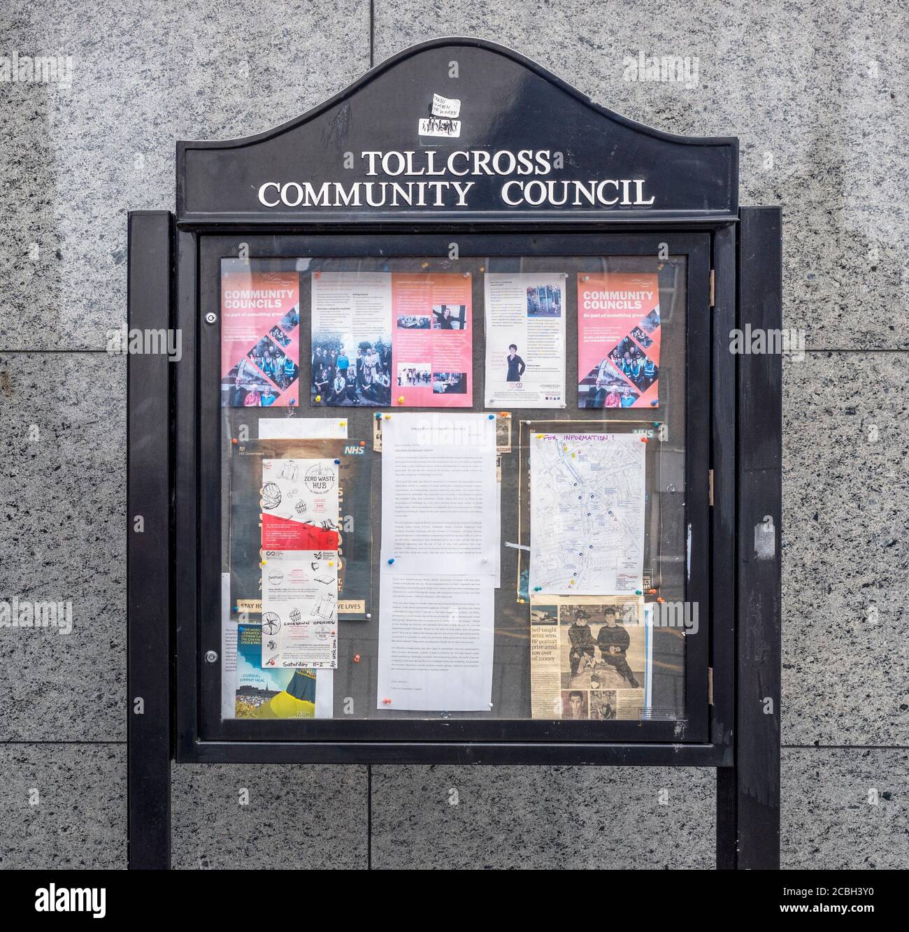 Consiglio di Amministrazione per il Tollcross Community Council, Edimburgo, Scozia, Regno Unito. Foto Stock