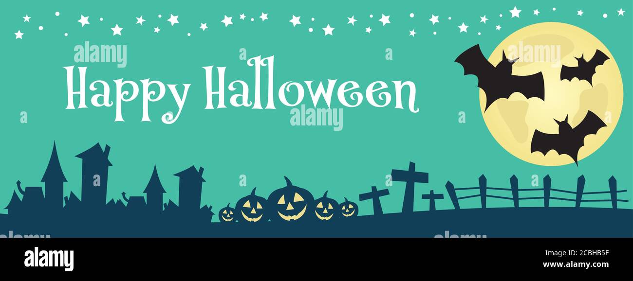 Happy Halloween festa banner illustrazione disegno testo profilo Illustrazione Vettoriale