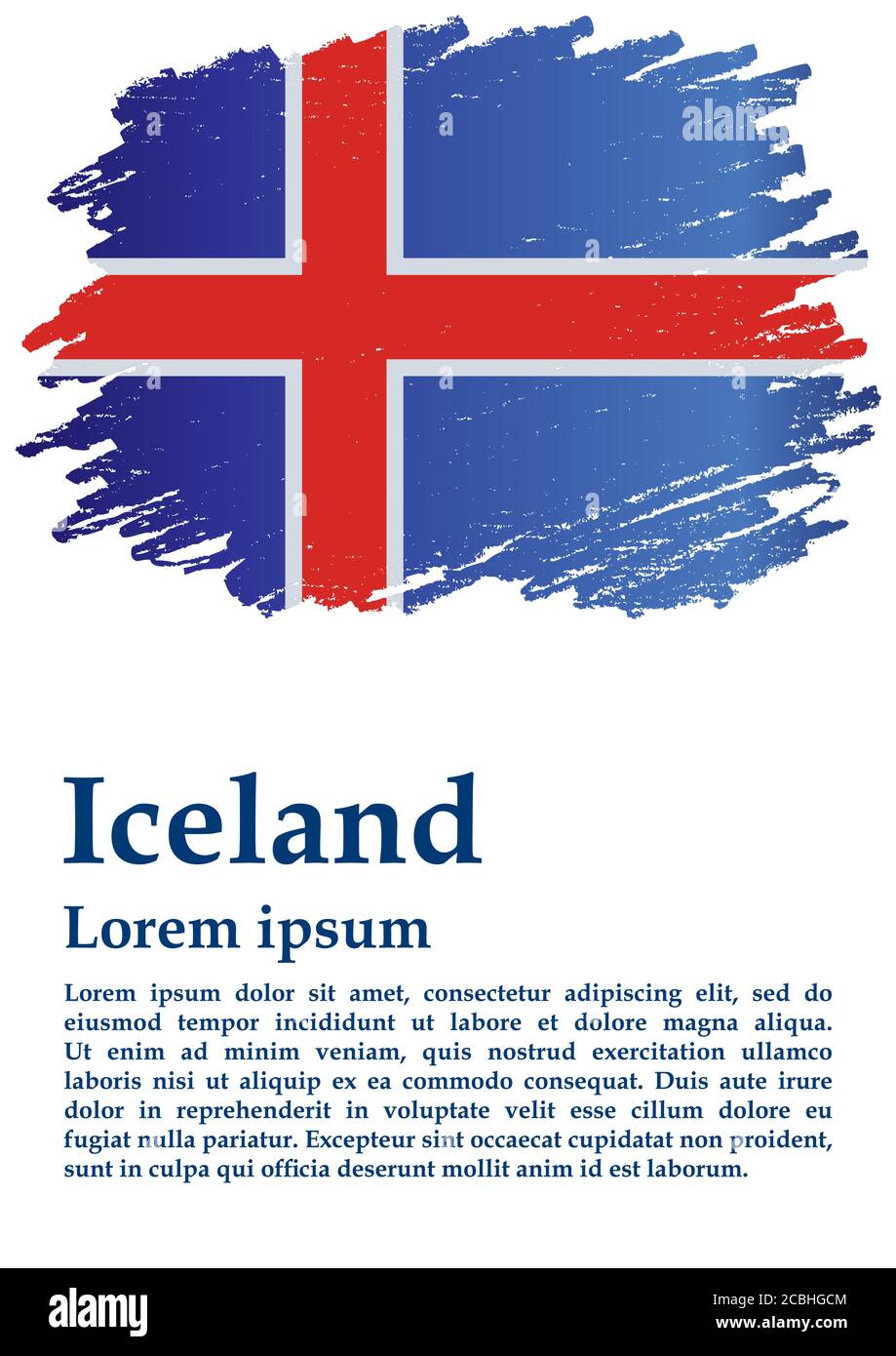 Bandiera dell'Islanda, Islanda. Modello per il design del premio, un documento ufficiale con la bandiera dell'Islanda. Illustrazione vettoriale luminosa e colorata. Illustrazione Vettoriale