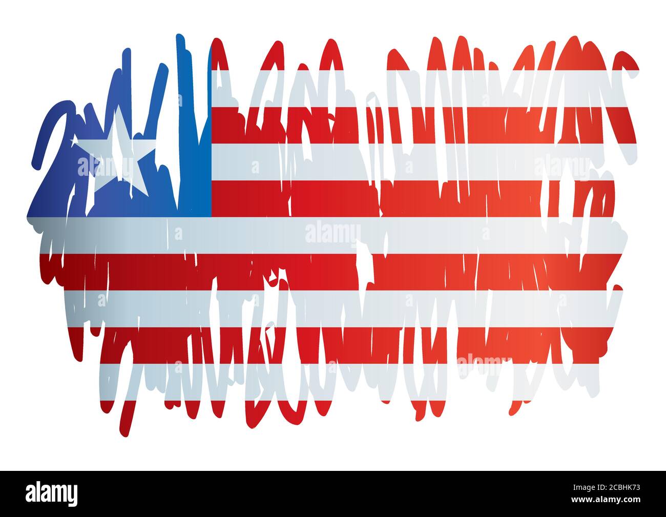 Bandiera della Liberia, Repubblica di Liberia è un paese sulla costa dell'Africa occidentale. Modello per il design del premio, un documento ufficiale con la bandiera della Liberia. Illustrazione Vettoriale