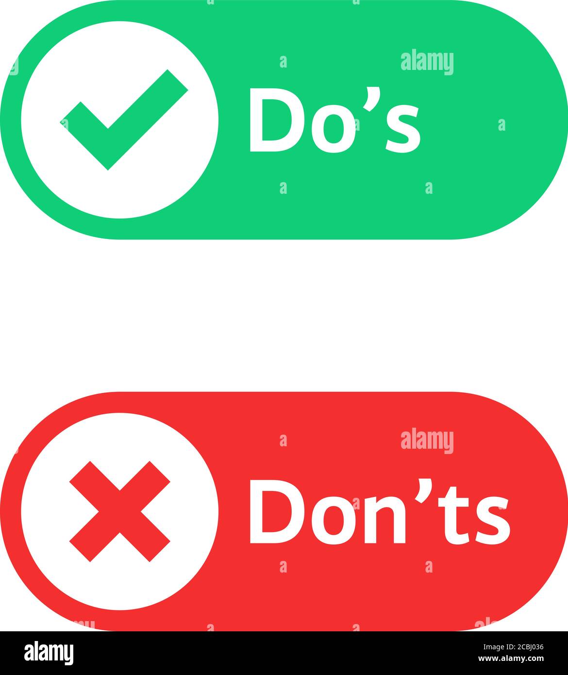 spuntare il pulsante ui con dos e donts Illustrazione Vettoriale