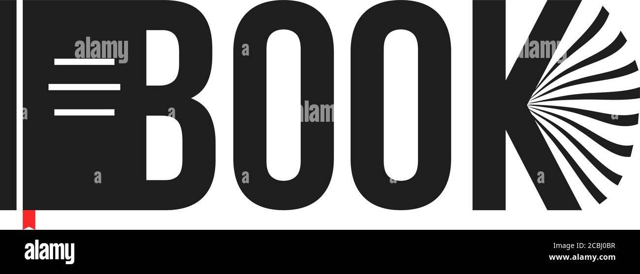 logo astratto del libro nero isolato su bianco Illustrazione Vettoriale