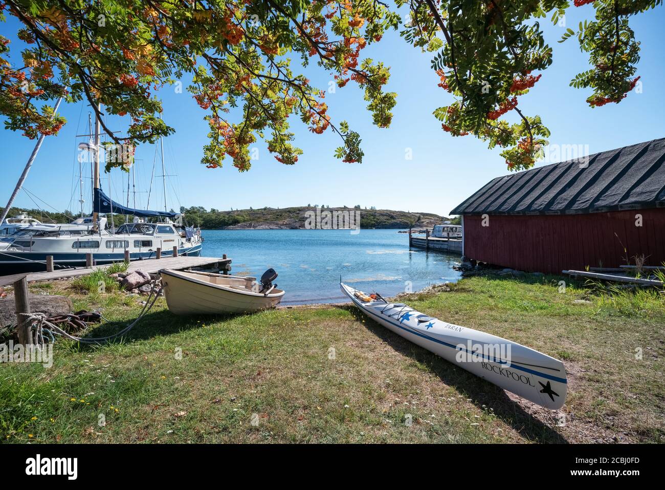 Kayak per l'isola di Aspö, Parainen, Finlandia Foto Stock