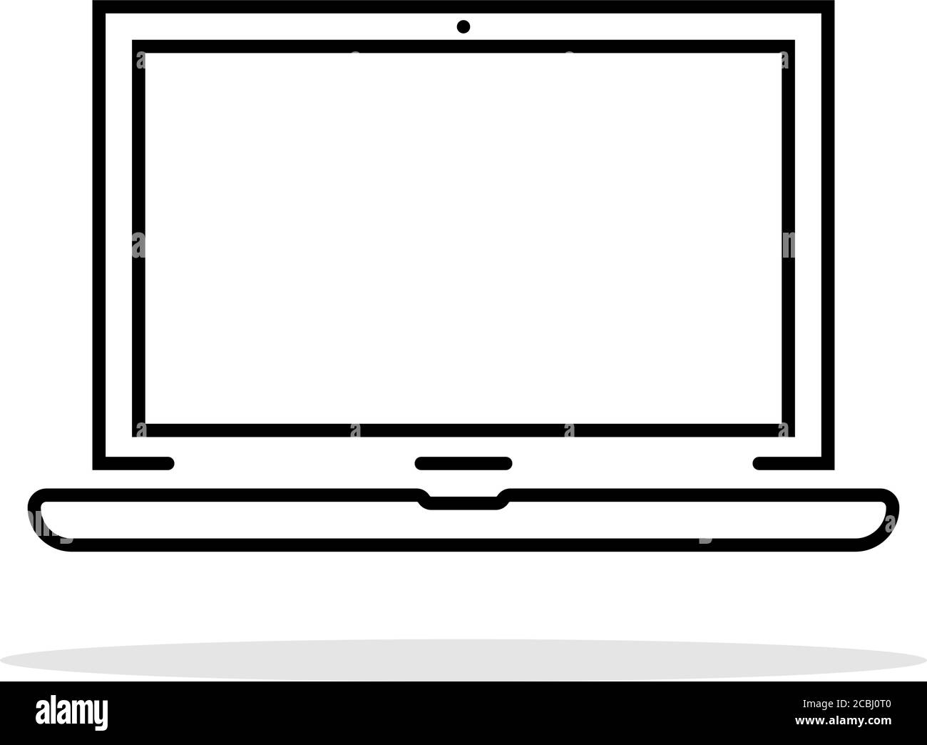 icona nera sottile del notebook con ombra Illustrazione Vettoriale