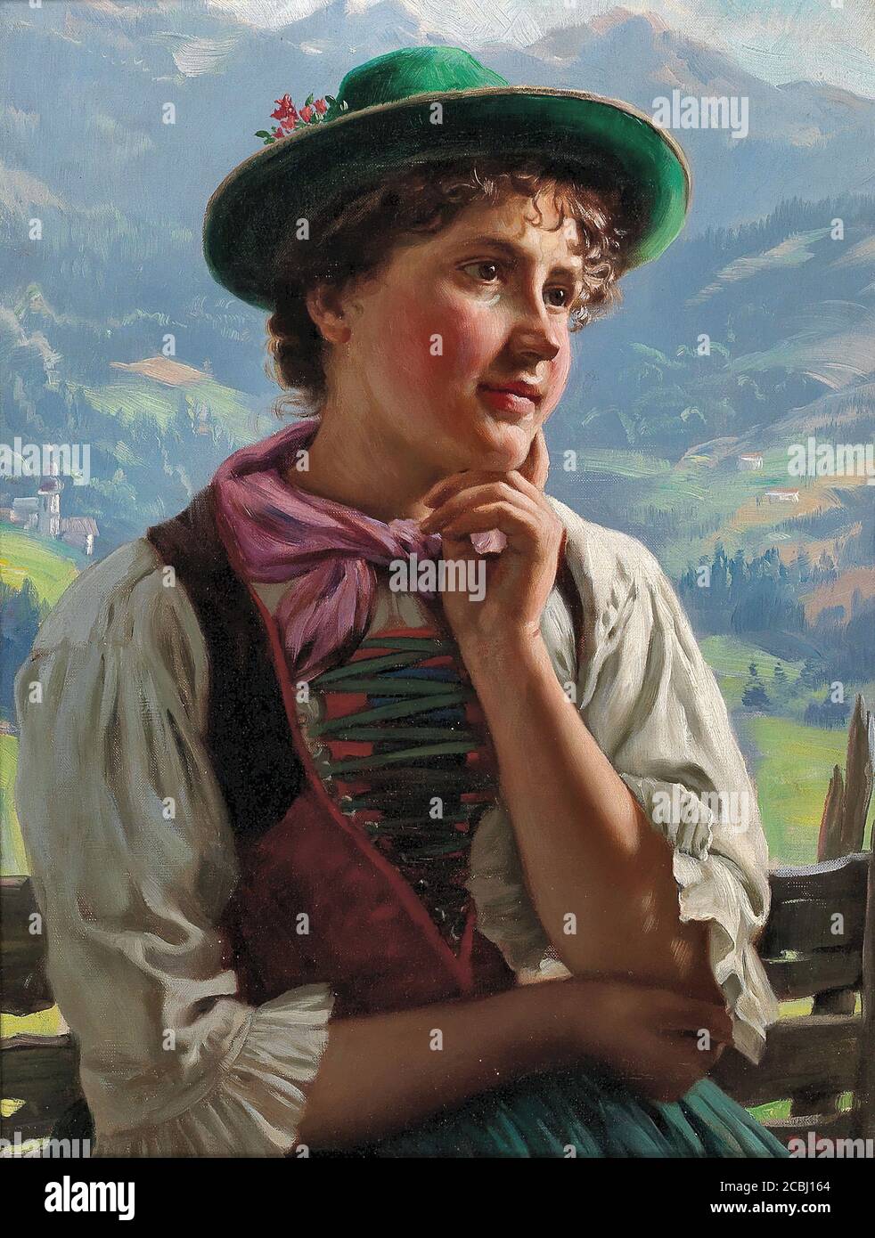 Rau Emil - ragazza in costume tradizionale in un alpino Paesaggio - Scuola tedesca - 19 ° secolo Foto Stock