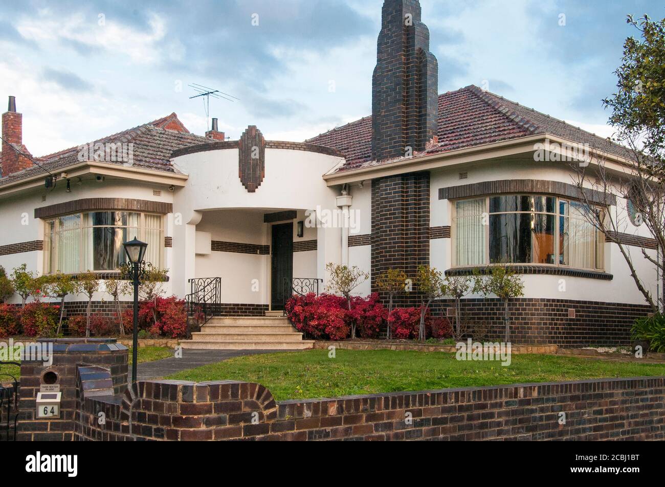 Casa di famiglia in stile moderno o Ocean Liner, circa 1952 a East Brighton, Melbourne, Australia Foto Stock