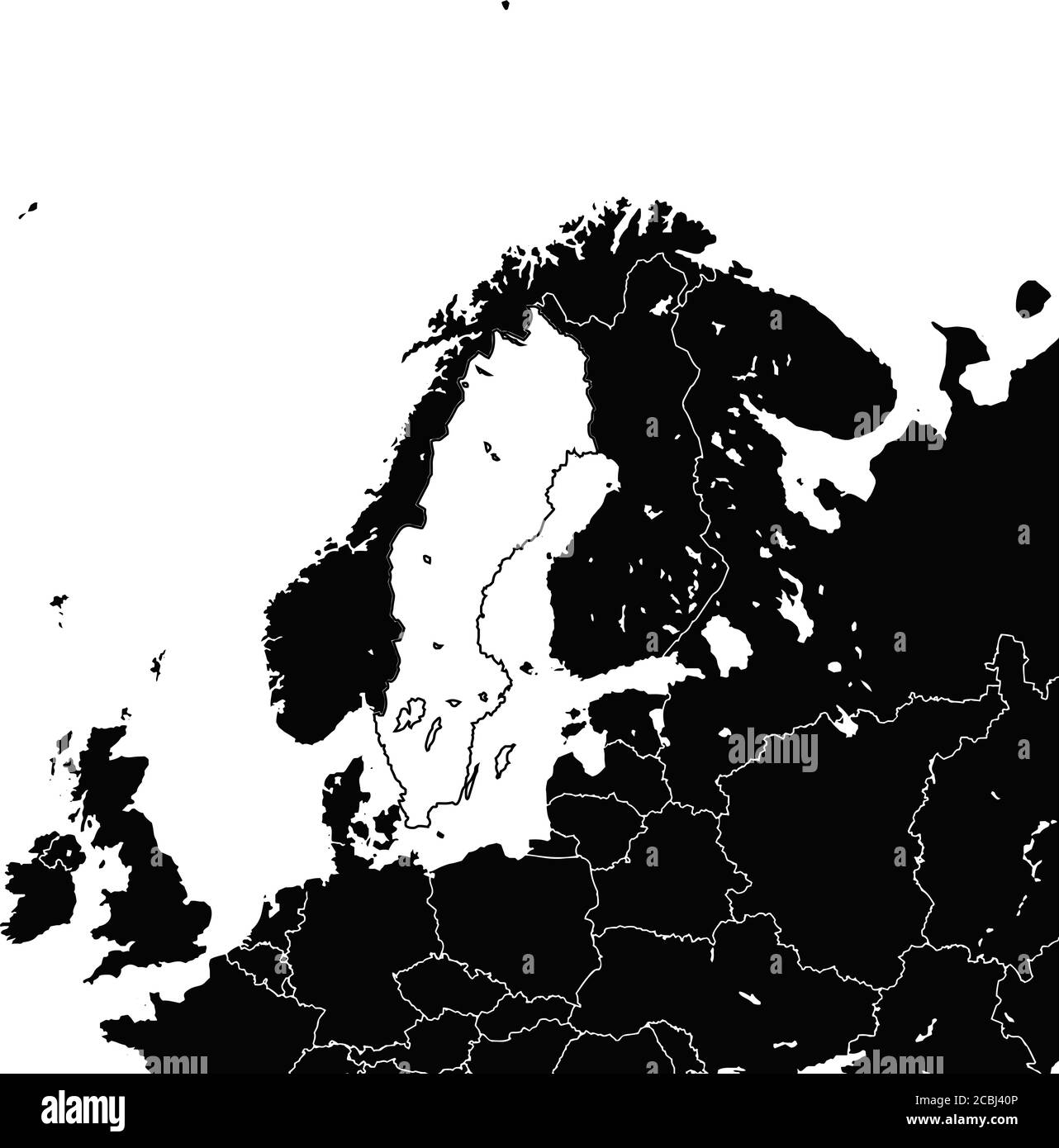 Mappa della Svezia. Illustrazione in bianco e nero. Simbolo dell'icona per la stampa e l'etichettatura. Illustrazione Vettoriale