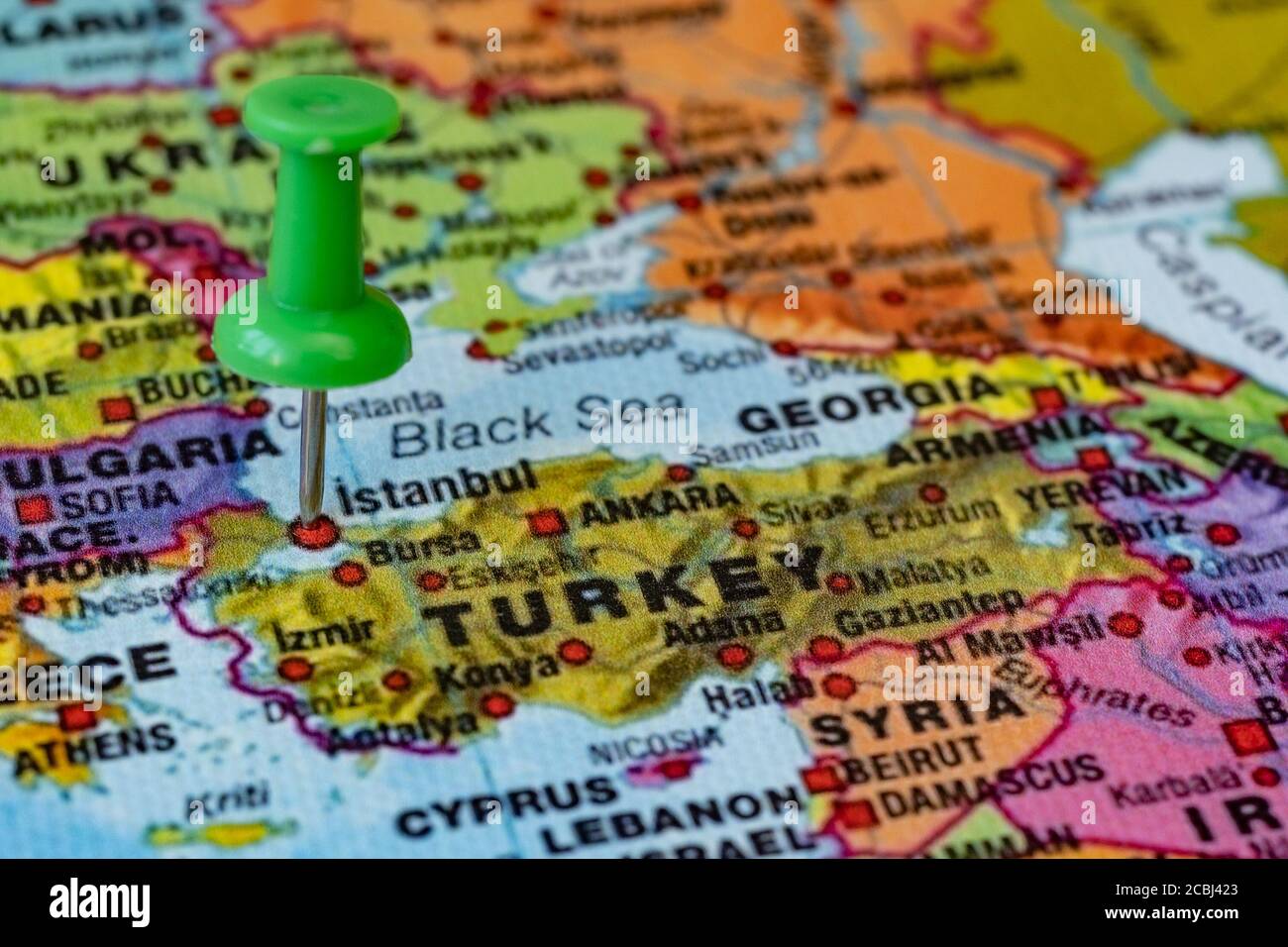 Posizione di puntamento a pressione sulla mappa di istanbul, Turchia Foto Stock