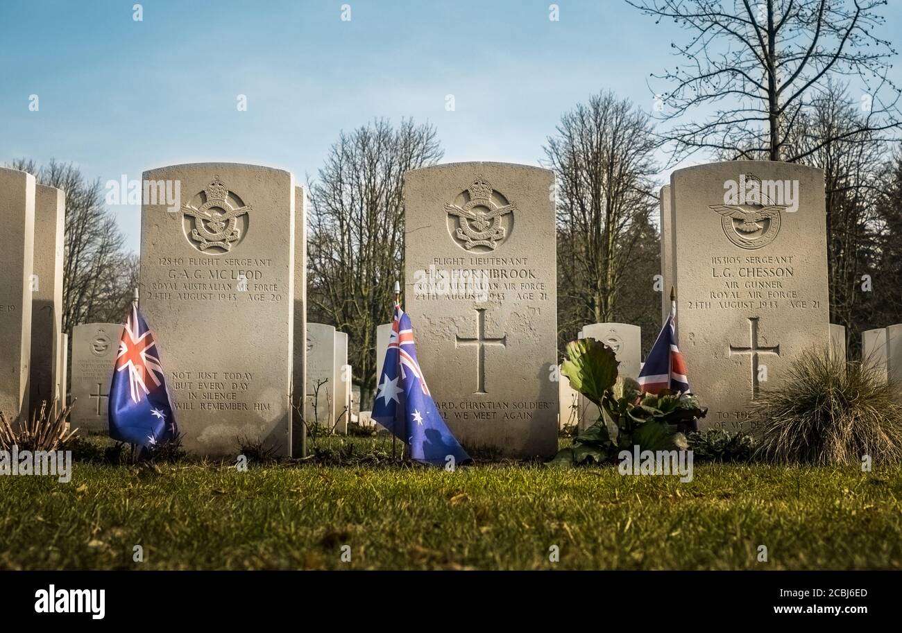 Berlino, Germania 1939 -1945 Commonwealth War Graves cimitero della Commissione - Royal Australian Air Force soldato Foto Stock