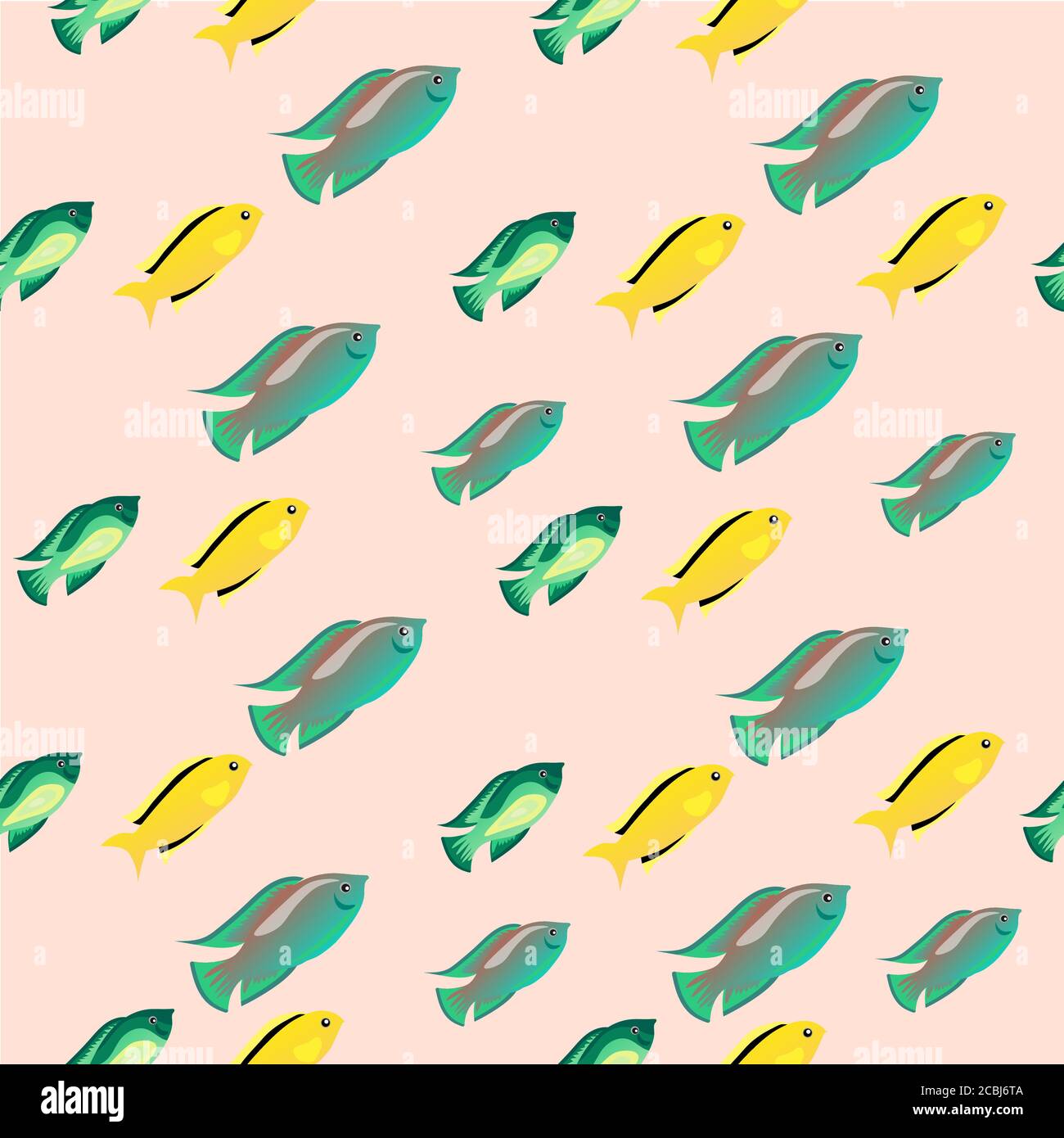 Motivo senza cuciture di pesci luminosi , per avvolgere carta, carta da parati, motivo tessuto, sfondo, stampa, confezione regalo, copertina di notebook, busta Illustrazione Vettoriale