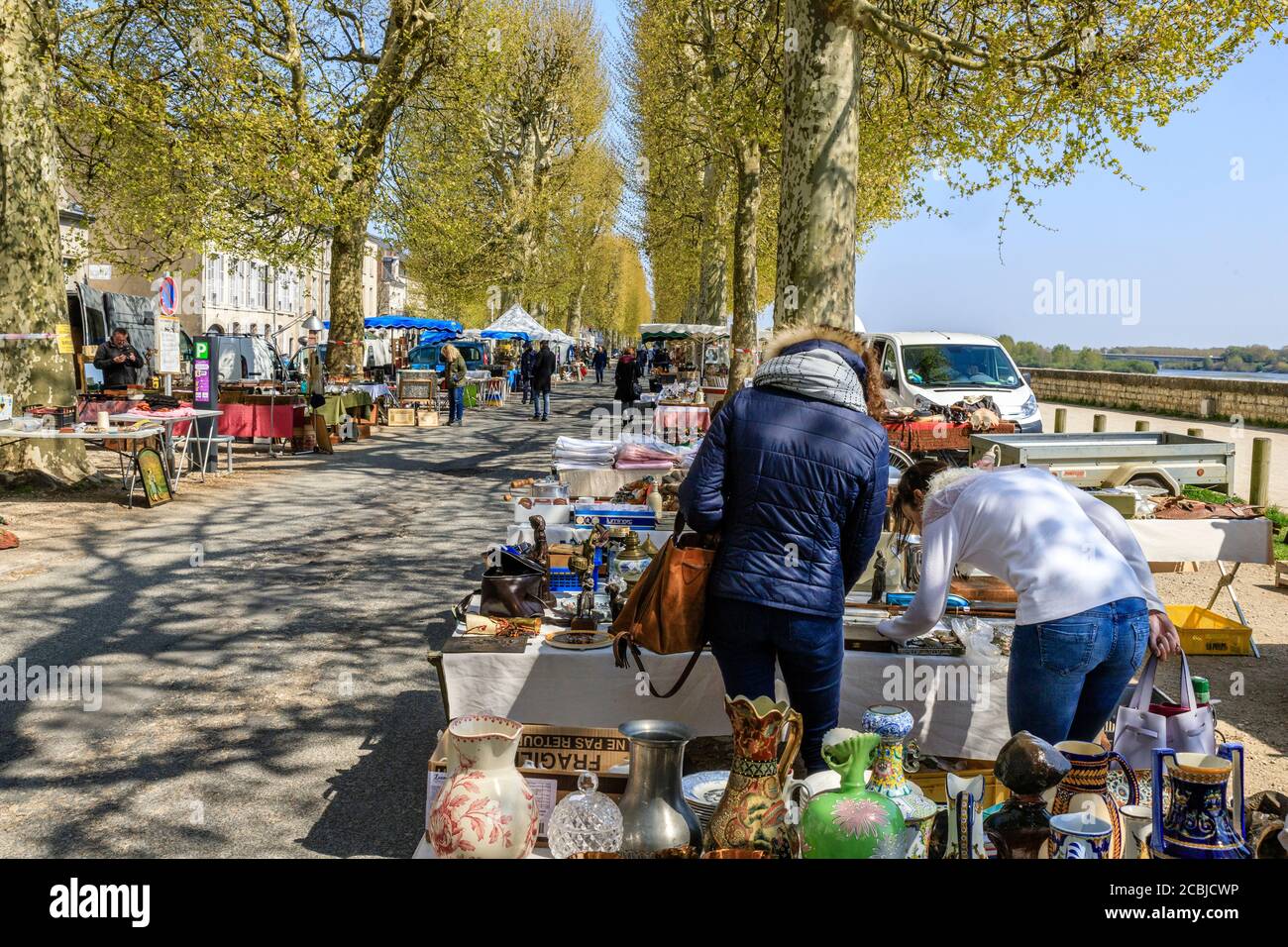 Francia, Loir et Cher, Valle della Loira Patrimonio Mondiale dell'UNESCO, Blois, mercato delle pulci sulla Promenade du Mail // Francia, Loir-et-Cher (41), Val d Foto Stock