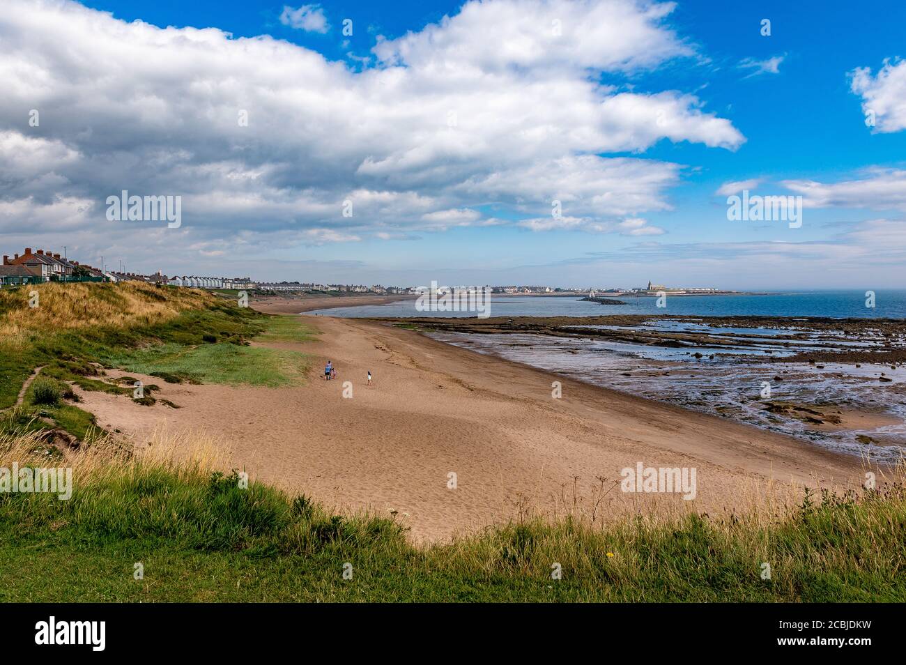 Newbiggin e Newbiggin Bay da Spital Carrs Northumberland Foto Stock