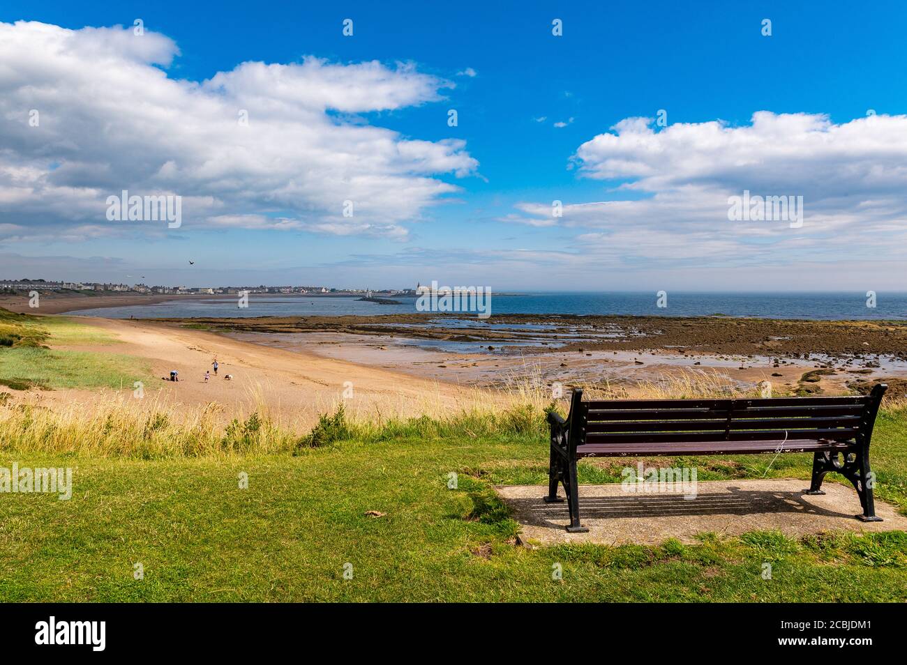 Newbiggin e Newbiggin Bay da Spital Carrs Northumberland Foto Stock
