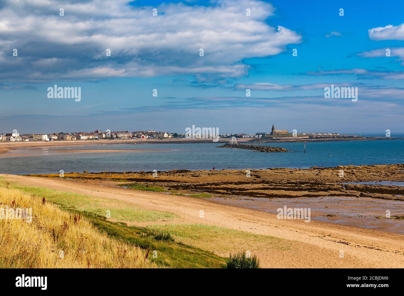 Newbiggin e Newbiggin Bay da Spital Carrs Northumberland Foto Stock
