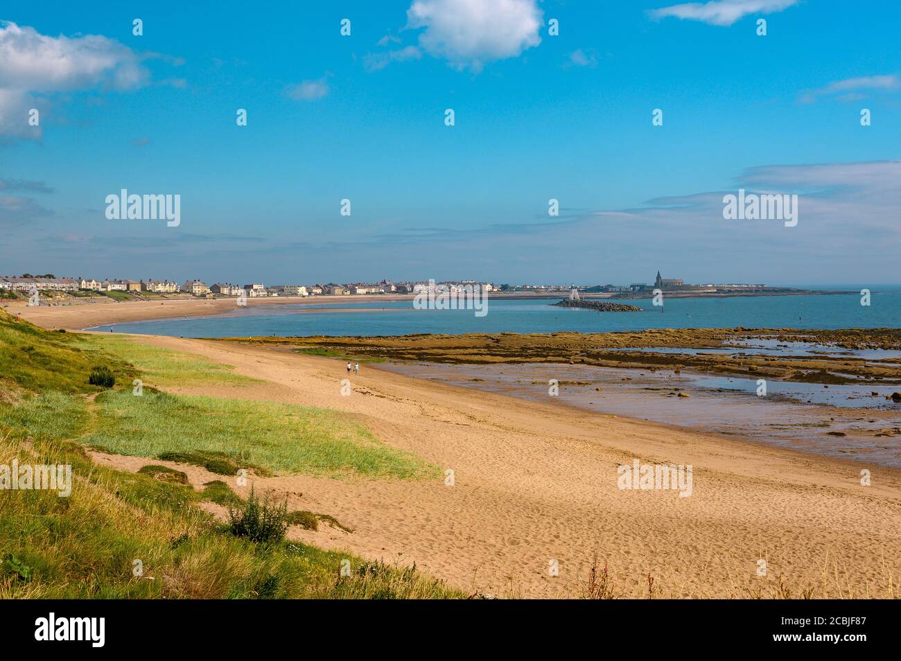 Newbiggin e Newbiggin Bay da Spital Carrs Northumberland Foto Stock