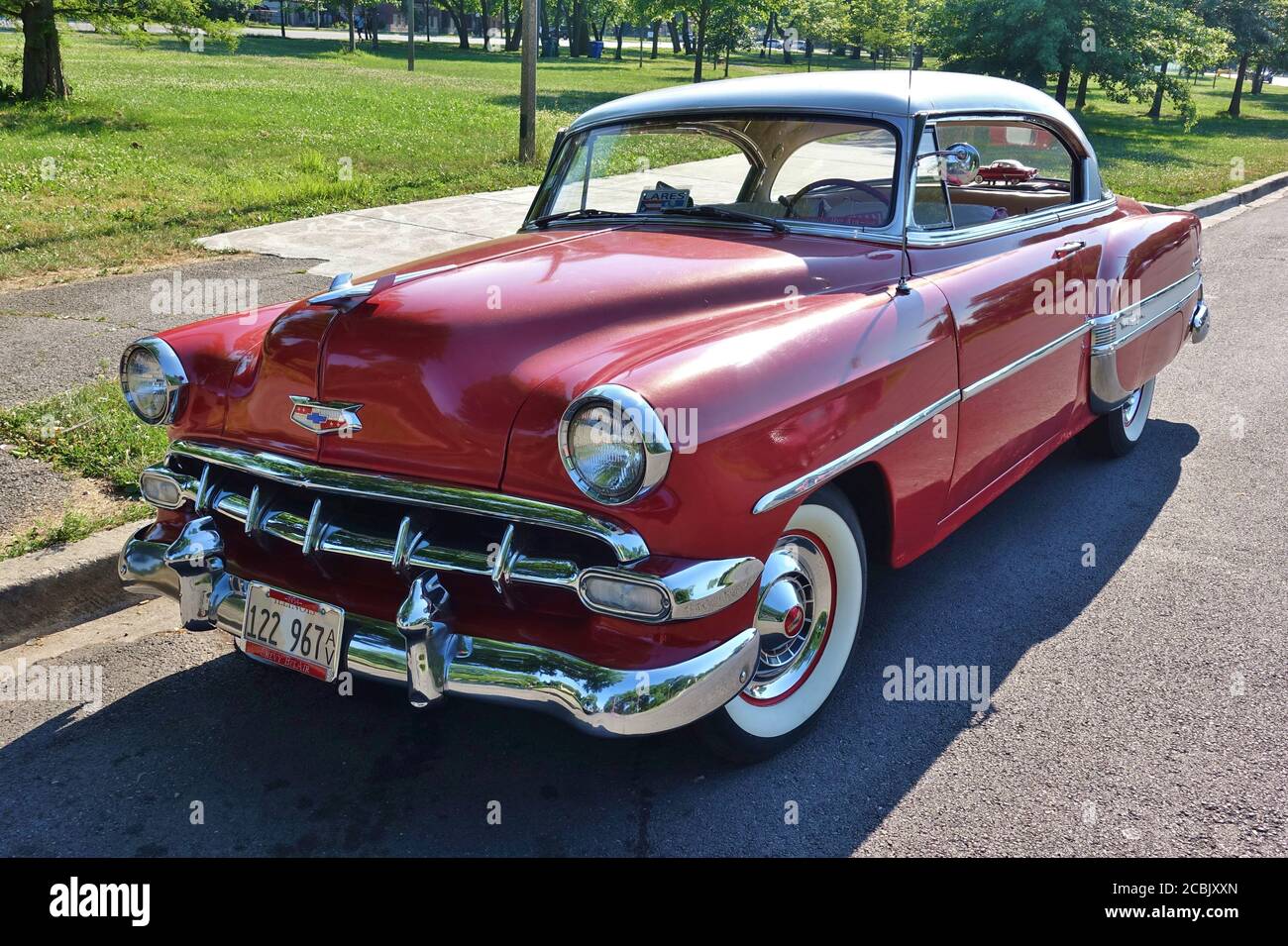 CHICAGO, il -5 LUG 2020- Vista di un'automobile Chevrolet Chevy Belair vintage di classe a Chicago, Illinois, Stati Uniti. Foto Stock