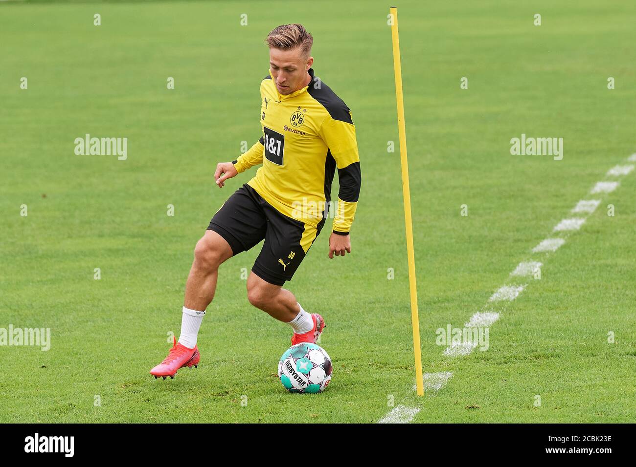 Bad Ragaz, Schweiz. 14. Agosto 2020. Felix Passlack beim Training der ersten Mannschaft von Borussia Dortmund in Bad Ragaz. Die Borussen verbringen im Foto Stock