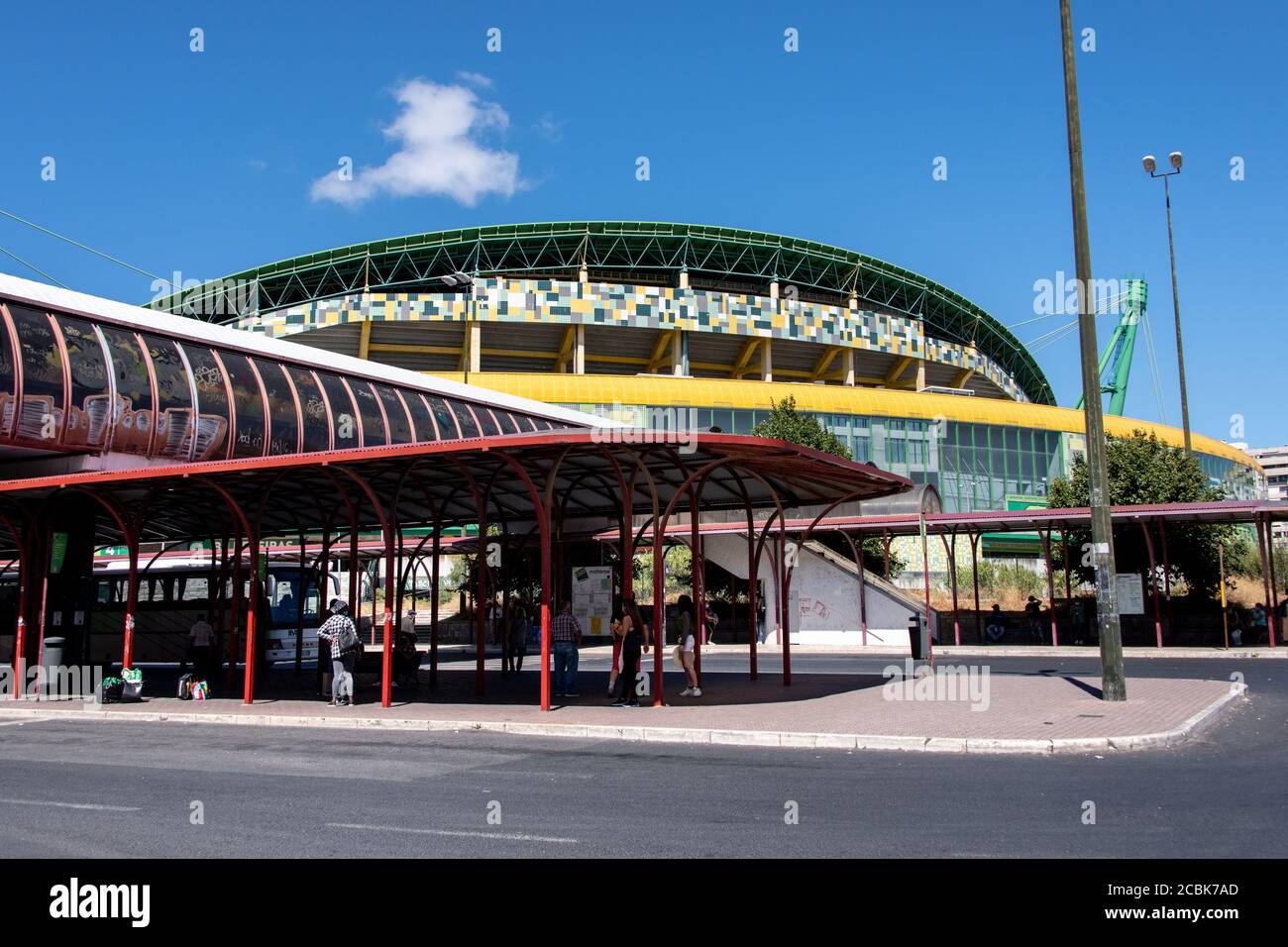 Lissabon, Portogallo. 14 agosto 2020. Calcio: Champions League, finali 2020, lo stadio 'Estadio Jose Alvalade XXI', lo stadio di casa della squadra di calcio Sporting Lisbona. Lo stadio è una delle due sedi delle partite finali della Champions League 2020. Credit: Attias Balk/dpa/Alamy Live News Foto Stock