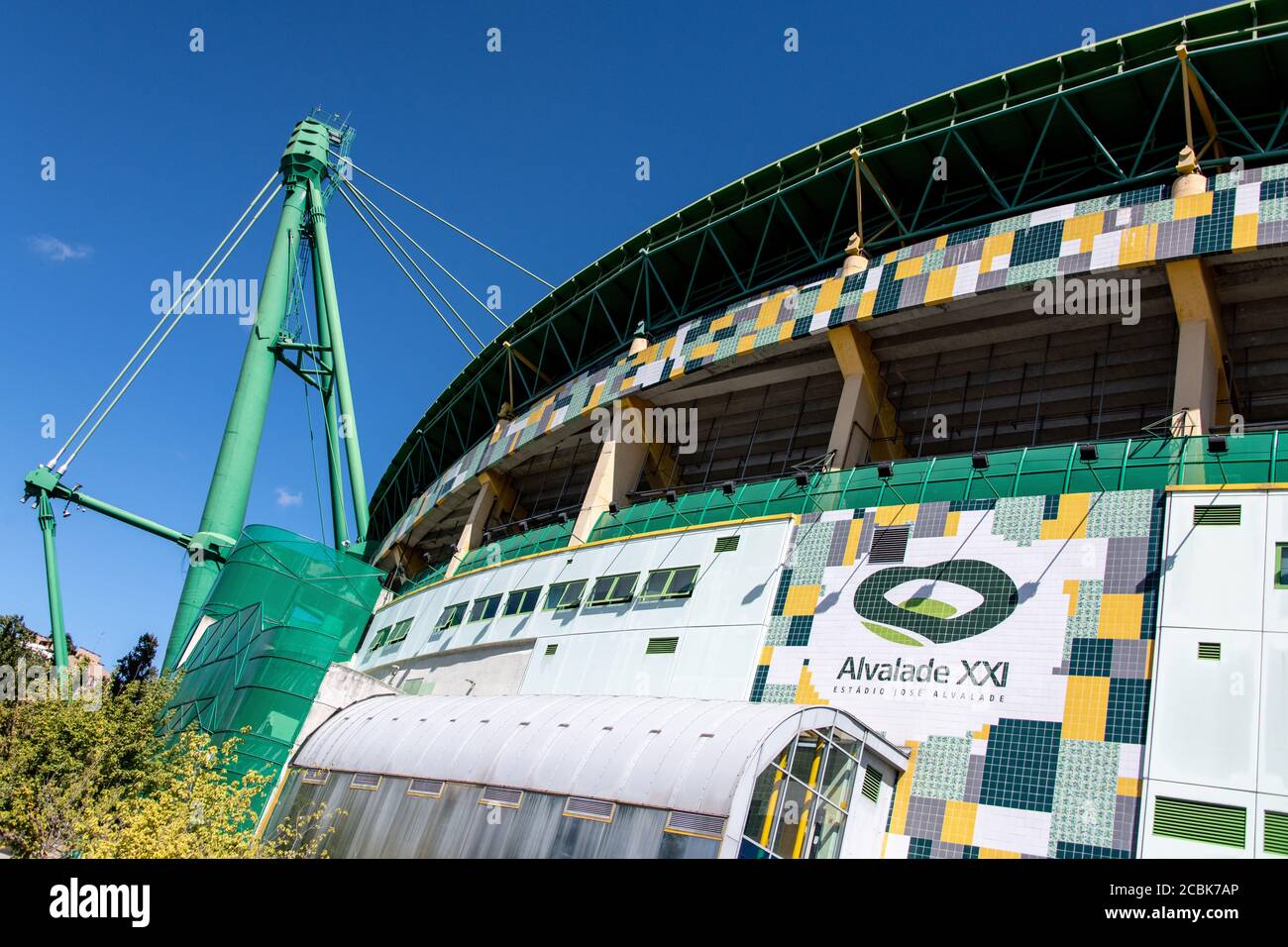 Lissabon, Portogallo. 14 agosto 2020. Calcio: Champions League, finali 2020, lo stadio 'Estadio Jose Alvalade XXI', lo stadio di casa della squadra di calcio Sporting Lisbona. Lo stadio è una delle due sedi delle partite finali della Champions League 2020. Credit: Attias Balk/dpa/Alamy Live News Foto Stock