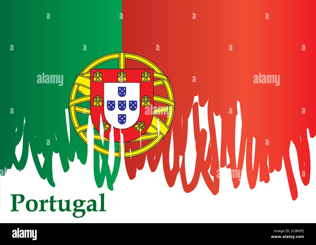 Bandiera del Portogallo, Repubblica portoghese. Modello per il design del premio, un documento ufficiale con la bandiera del Portogallo. Illustrazione Vettoriale