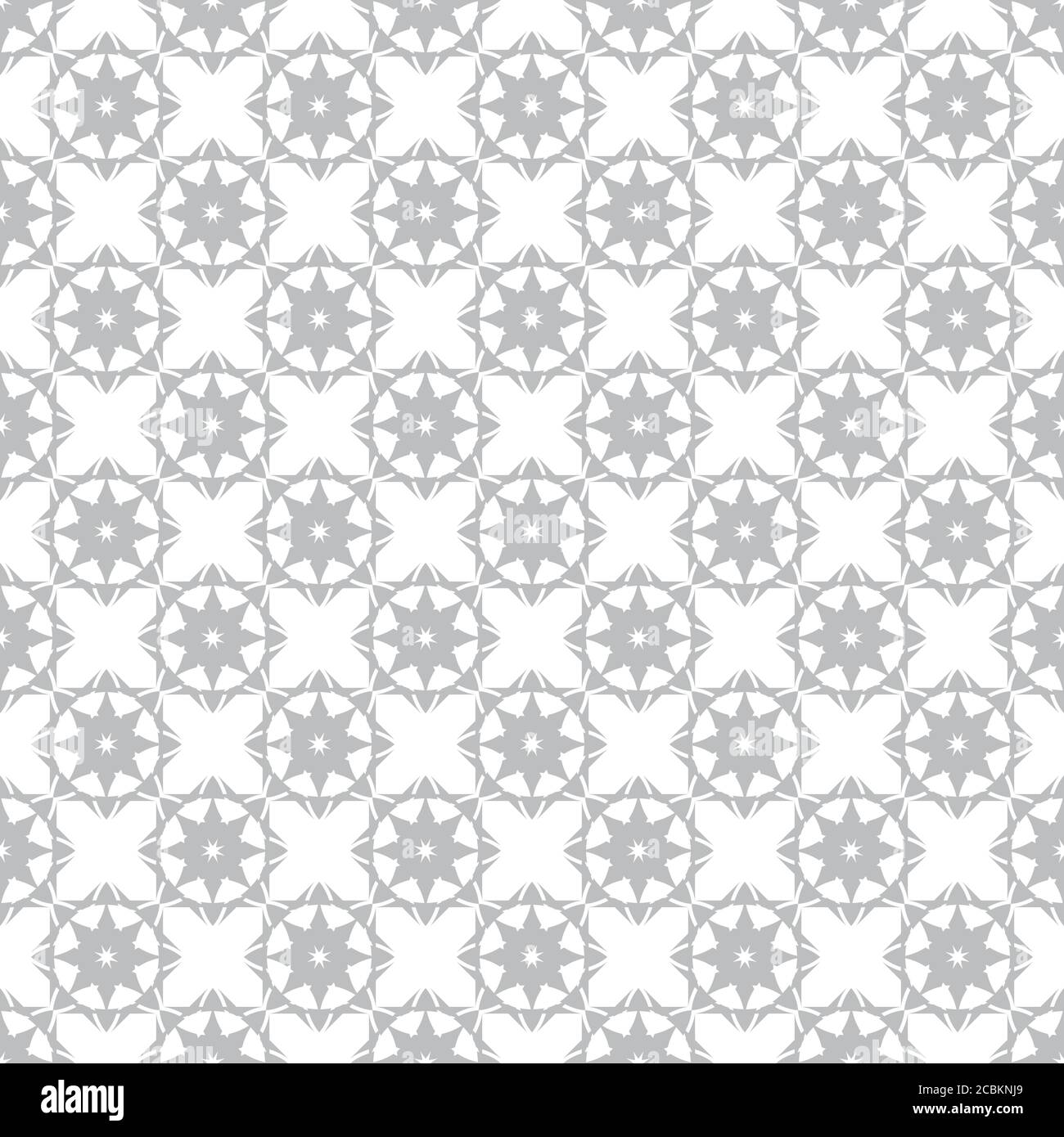 Grigio bianco seamless pattern. Classico ed elegante texture geometrica. Ripetono regolarmente ornamento geometrico con rombi, fiori stilizzati, croci. Illustrazione Vettoriale