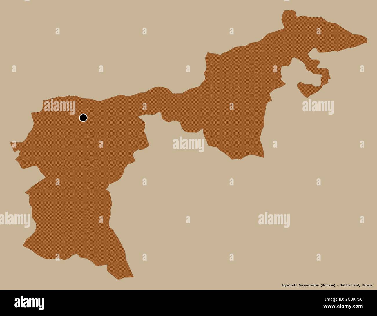 Forma di Appenzell Ausserrhoden, cantone svizzero, con la sua capitale isolata su uno sfondo a tinta unita. Composizione di texture con motivi. 3D r Foto Stock