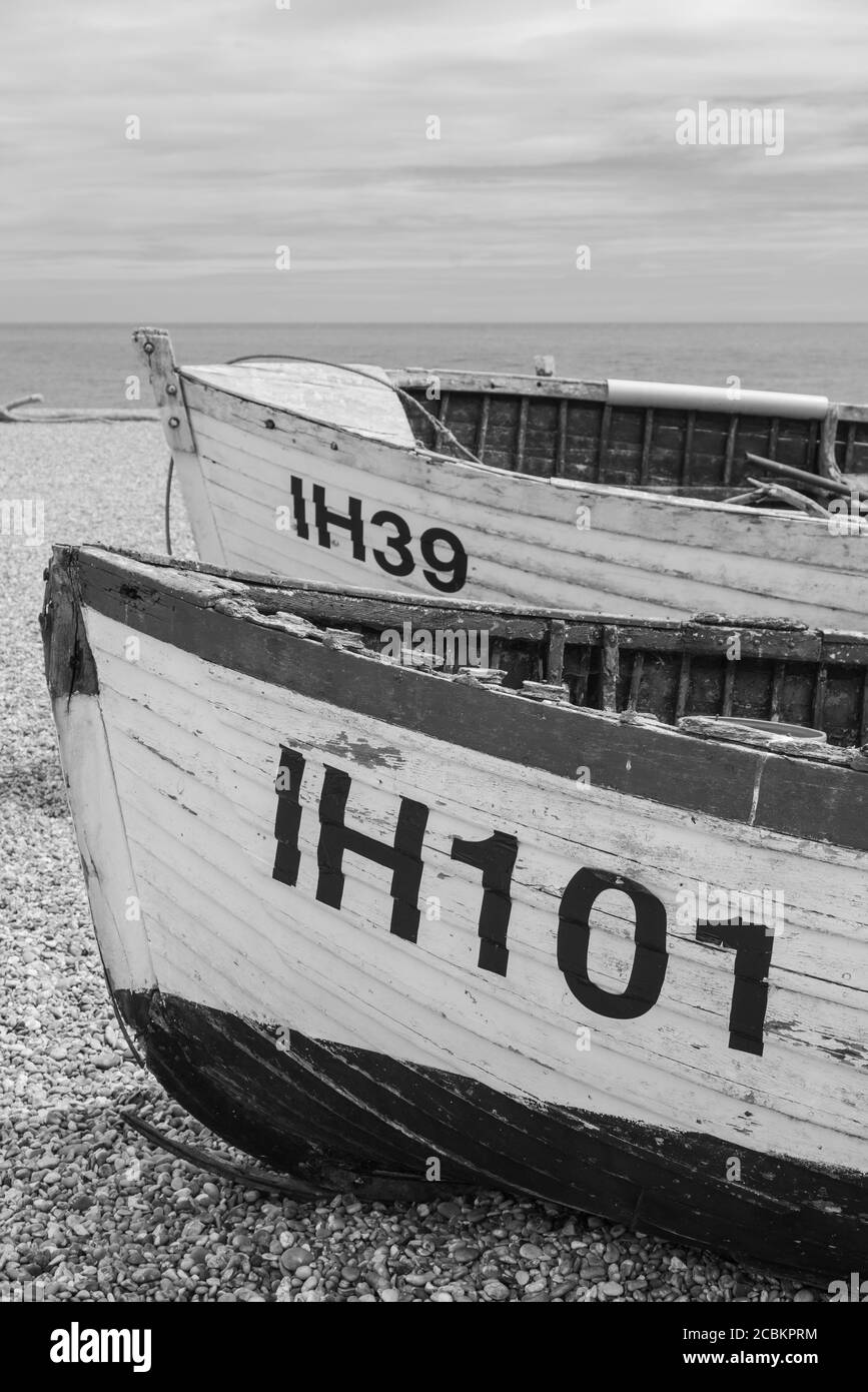 Old Suffolk barche da pesca - Aldeburgh Beach Foto Stock