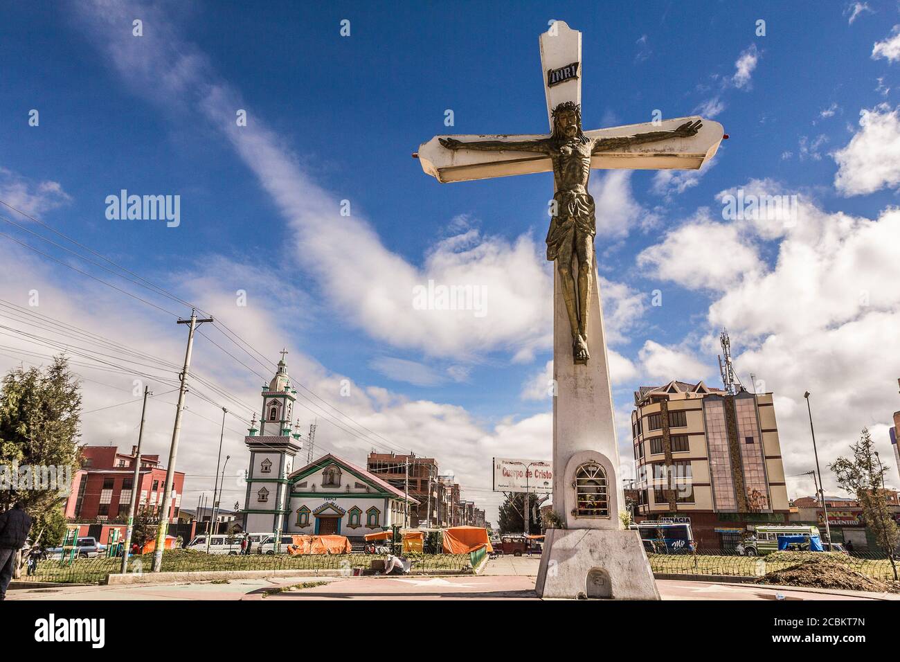 Statua religiosa, El Alto, la Paz, Bolivia, Sud America Foto Stock