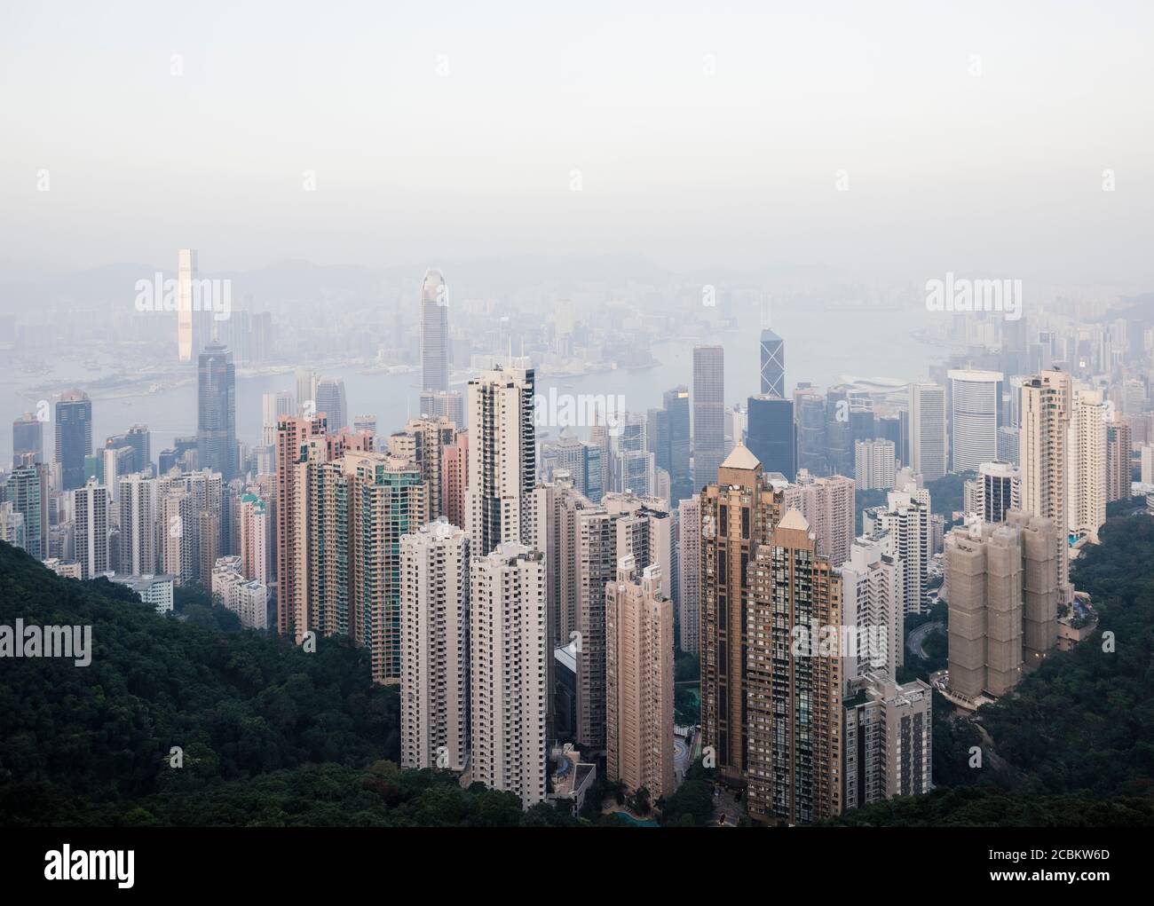 Vista da Victoria Peak, Central, Hong Kong Island, Cina Foto Stock