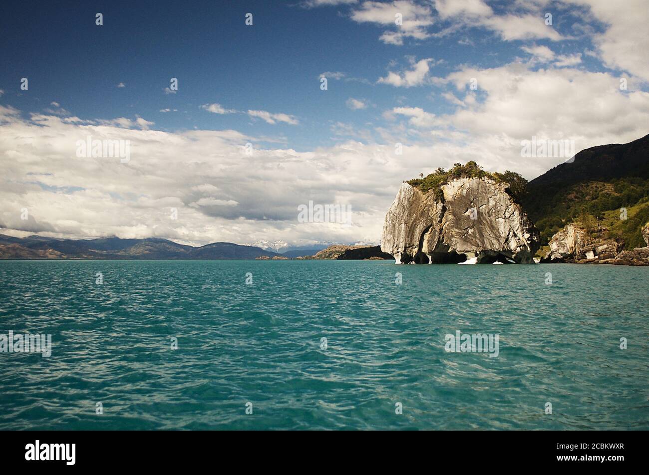 Le grotte di marmo sul lago generale Carrera, Puerto Tranquilo, Cile Foto Stock