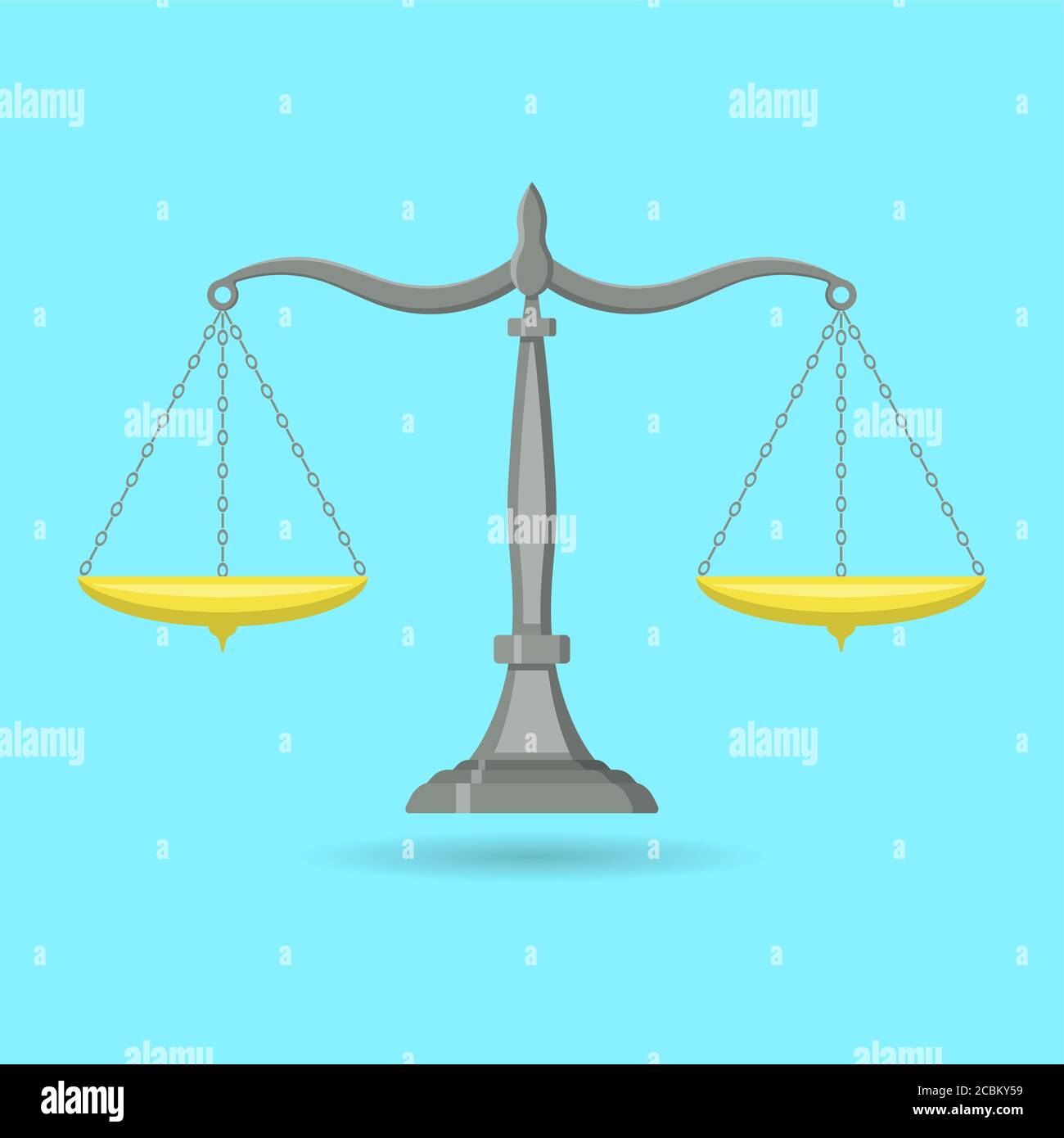 Badge scale.Icon balance.simbolo di giustizia, legge. Un'illustrazione vettoriale in stile piatto con un'ombra. Illustrazione Vettoriale