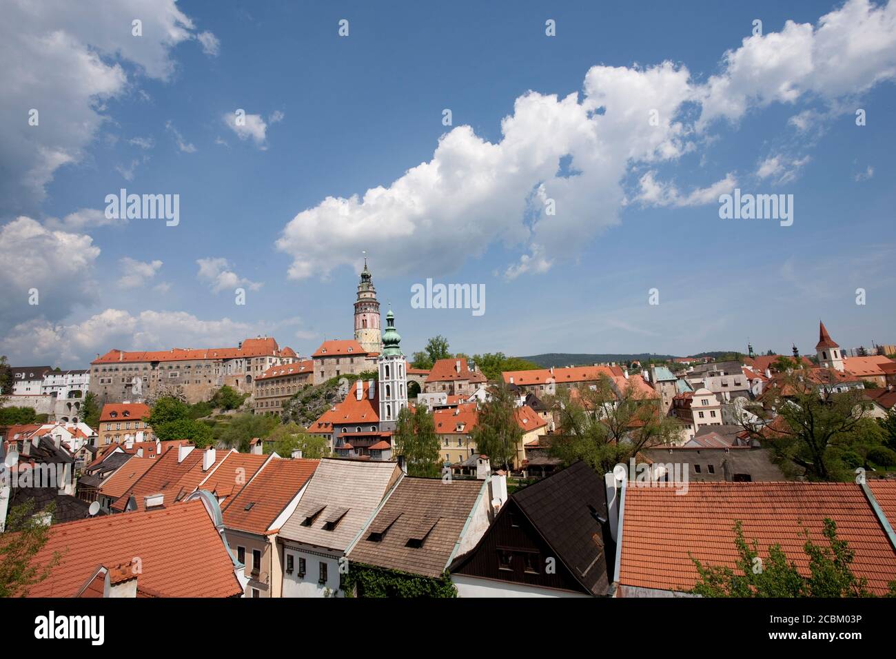 Vista sul tetto di Cesky Krumlov, Boemia, Repubblica Ceca Foto Stock