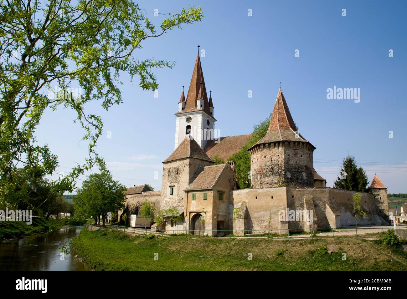 Chiesa fortificata in Transilvania, patrimonio medievale dell'UNESCO, Romania, Europa Foto Stock