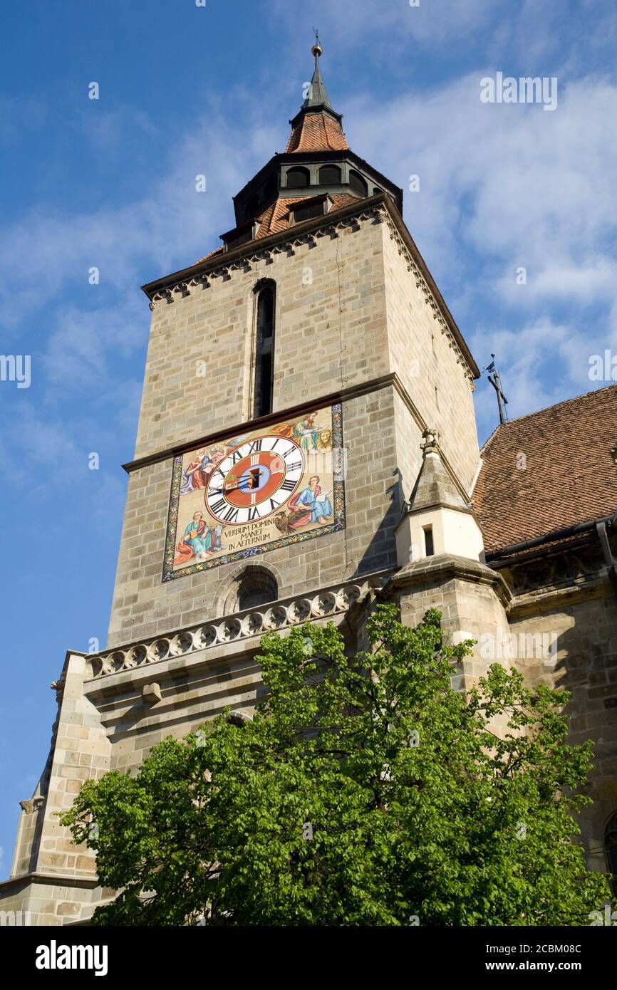 Piazza Sfatului, Torre della chiesa Nera, Brasov, Romania, Europa Foto Stock