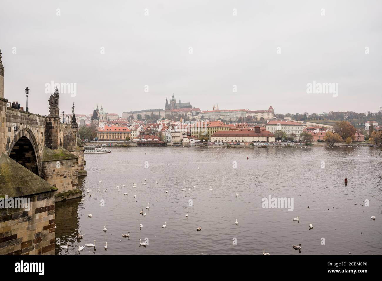 Vista dal ponte Carlo, Praga, Repubblica Ceca Foto Stock