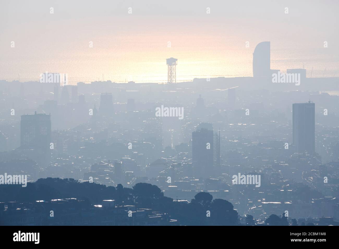 Veduta aerea del paesaggio cittadino di Barcellona, Spagna Foto Stock