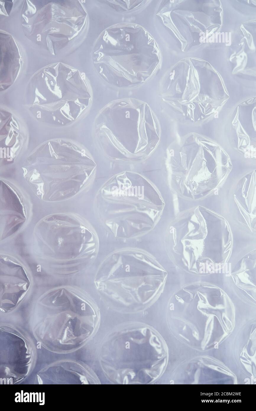 Macro shot di un foglio di pellicola di plastica a bolle d'aria Foto Stock