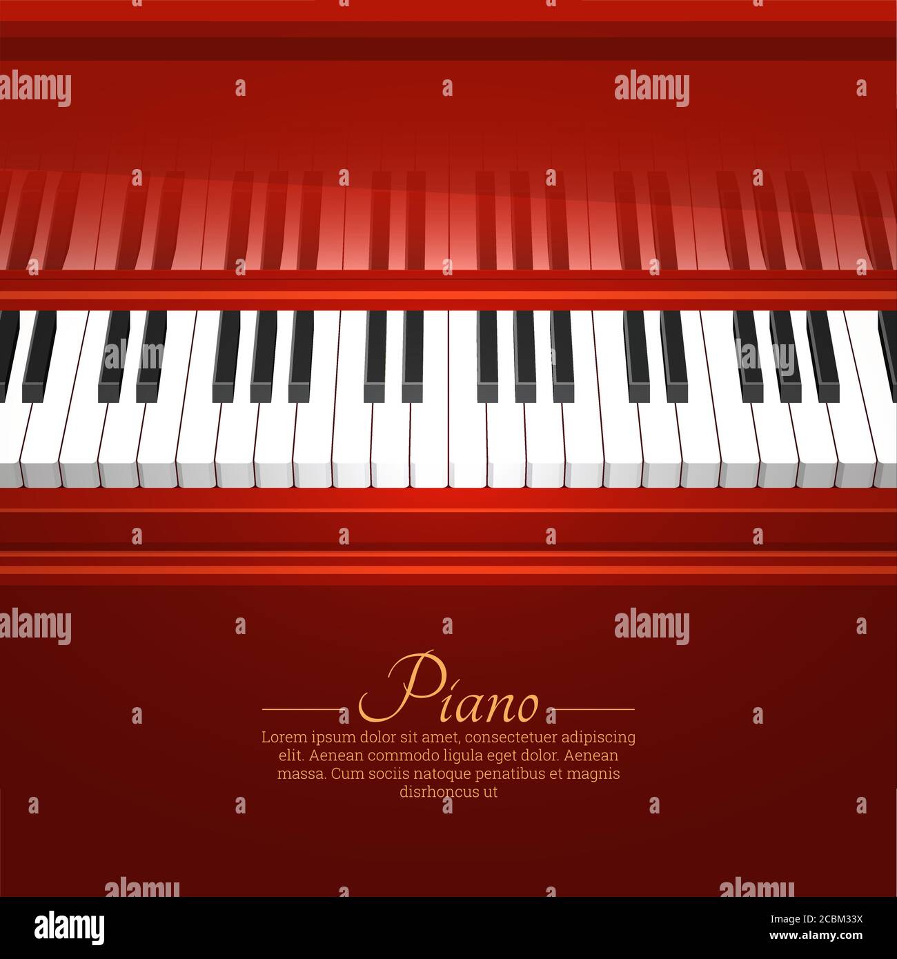 Tasti piano. Un pianoforte con una copertina aperta.illustrazione vettoriale per poster. Festival musicale, concerto. Il luogo per il testo. Illustrazione Vettoriale