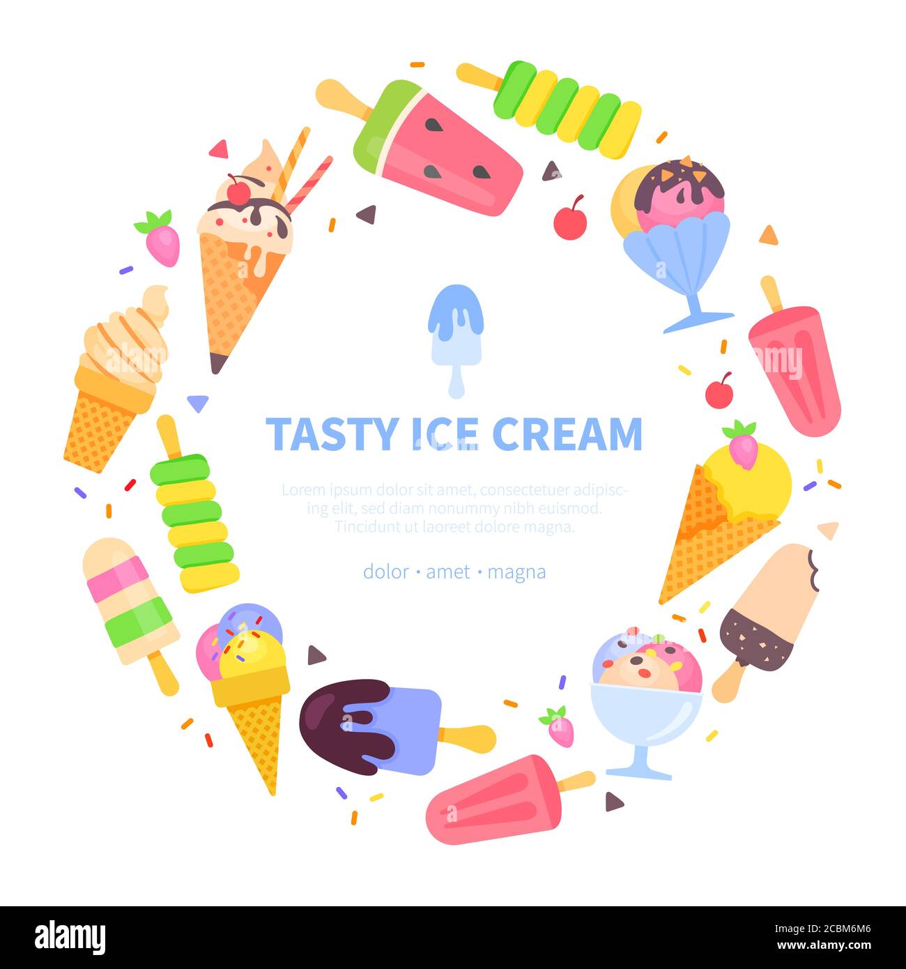 Gustoso gelato - vetector flat design stile banner Illustrazione Vettoriale