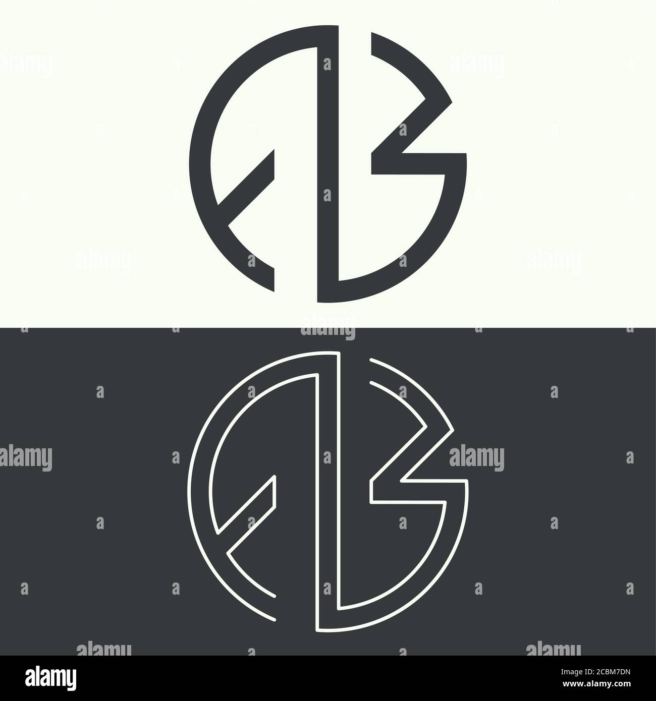 Set di monogrammi di lettere A B. Logo. Stile lineare semplice. Illustrazione vettoriale monocromatica. Illustrazione Vettoriale