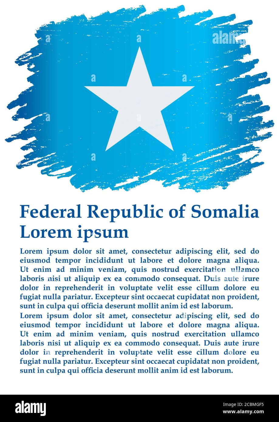 Bandiera della Somalia, Repubblica federale di Somalia. Modello per la progettazione di premi, un documento ufficiale con la bandiera della Somalia. Illustrazione Vettoriale